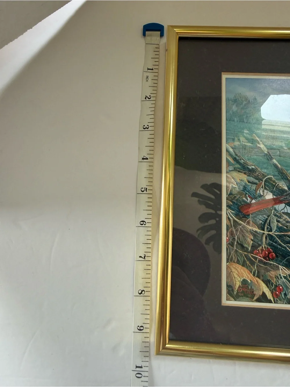 Framed Cardinal Farm Scene Wall Art - Red Accent